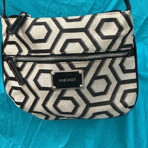 Nine West Black and Cream Hexagon Crossbody Bag